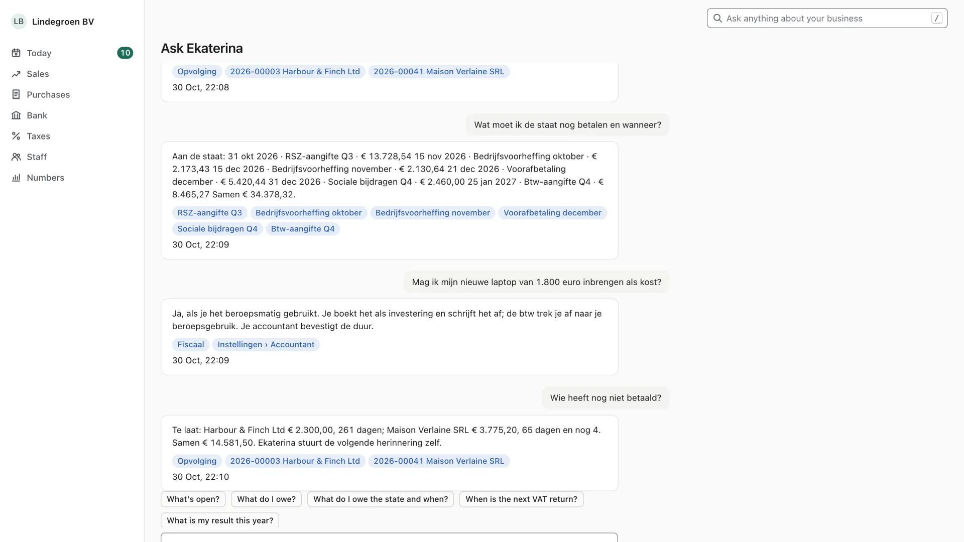 Ask Ekaterina · Example · Lindegroen BV