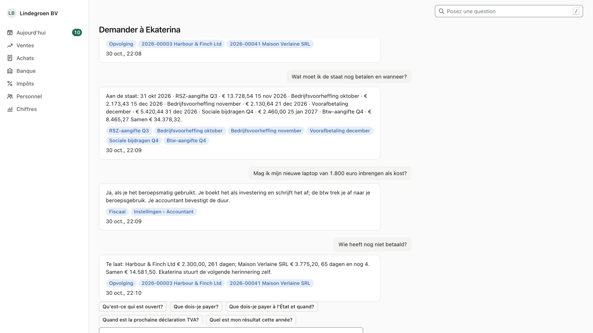 Demander à Ekaterina · Exemple · Lindegroen BV