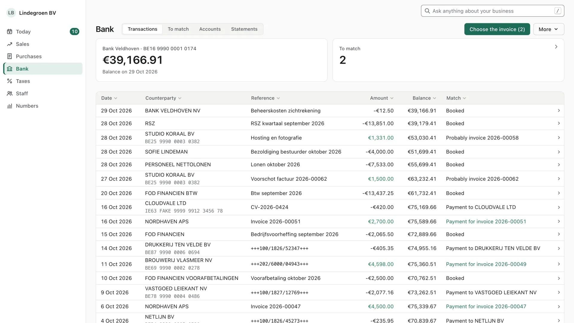 Bank · Example · Lindegroen BV